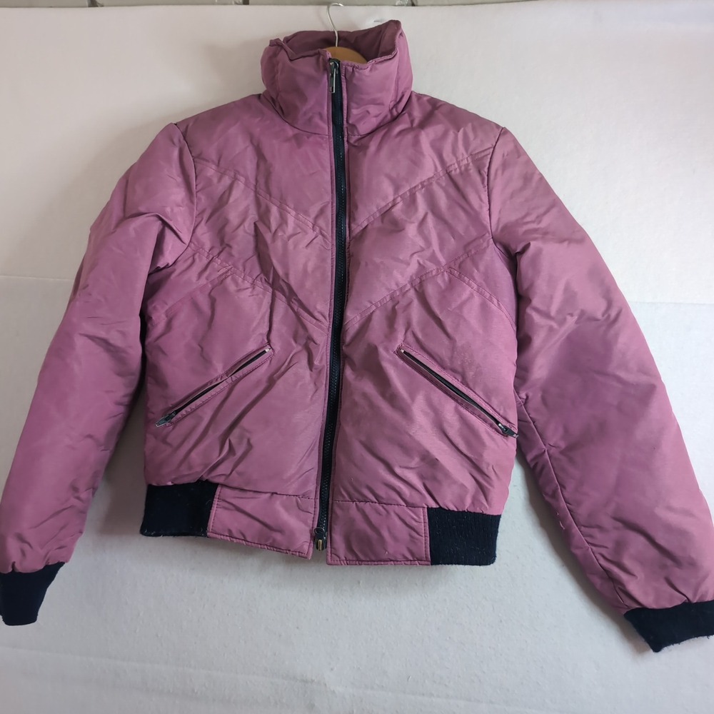Vintage CB Sports Puffer Jacket Mauve Purple Quilted Bomber Ski Coat Womens M